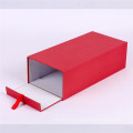 Custom red flip gift packaging box with ribbons